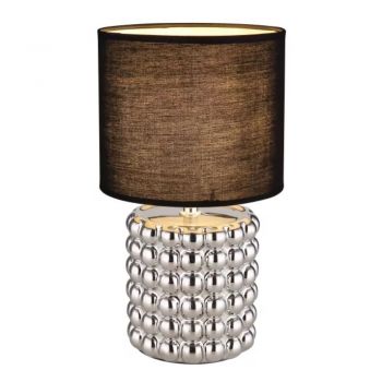 Lampa Globo Valentino Crom, ceramica/textil, 1 x E14, 40 W, negru, diametru 185 mm, inaltime 330 mm