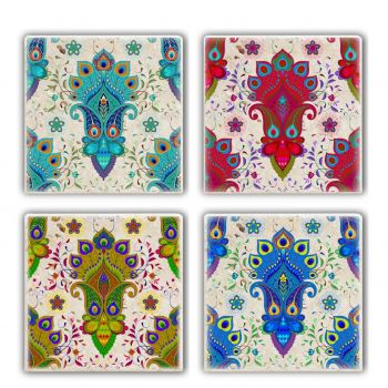 Set suporturi de pahare, Taylor, 366TYR1173, Piatra, 10 x 10 x 1 cm, 4 piese, Multicolor