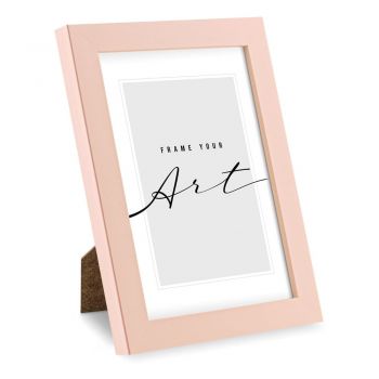 Ramă foto roz-deschis din plastic 17x22 cm