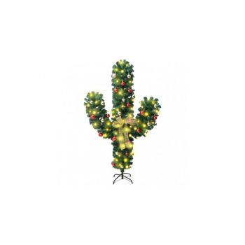 Cactus de craciun cu suport si led, verde, 150 cm, pvc