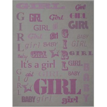 Patura pentru copii, Biederlack, Bocasa Cotton Girl, 75 x 100 cm, poliacrilic, gri/roz