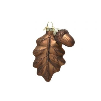 Glob Leaf w acorn, Decoris, 7x2x10.5 cm, sticla, maro