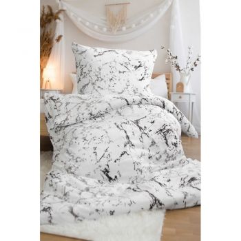 Lenjerie de pat negru-alb din micropluș pentru pat de o persoană 140x200 cm – Jerry Fabrics