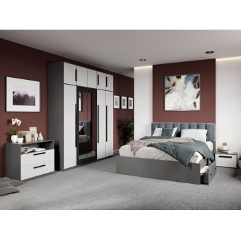 Set dormitor complet Alb/Gri antracit Oasis C13