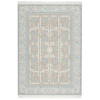 150x230 cm Covor Persan Isfahan, 70% Polipropilenă și 30% Polyester, Design Clasic, Gri, Densitate 3000 gr/m2