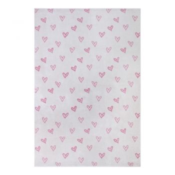 Covor pentru copii alb-roz 120x170 cm Hearts – Hanse Home
