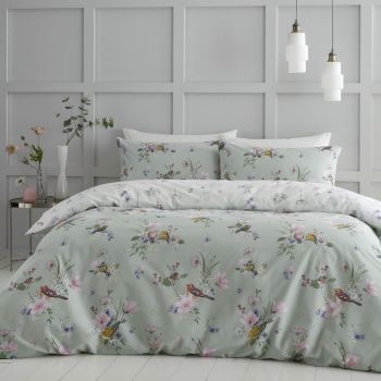 Lenjerie de pat verde-deschis pentru pat dublu 200x200 cm Songbird – Catherine Lansfield