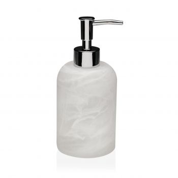 Dispenser sapun lichid Marble, Versa, 8 x 17.5 cm, polirasina, alb