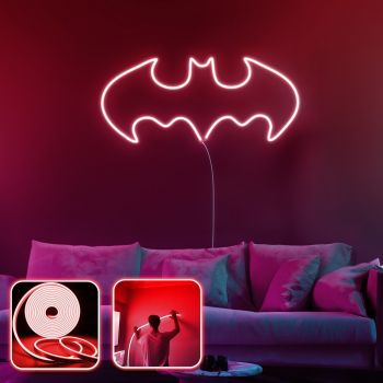 Aplica de Perete Neon Batman Night - Large - Red, Roșu, 3x33.5x88 cm