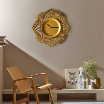 Ceas metalic decorativ de perete Bloom Metal Wall Clock - APS109, Aur, 2x69x69 cm