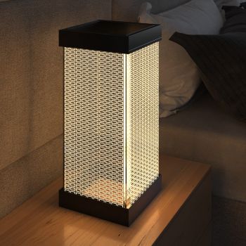 Lampă de masă TLT Panel Lampshade With Rectangle Pattern, Negru