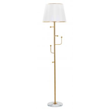 Lampadar Glam, Mauro Ferretti, Ø41 x 173 cm, 1 x E27, 40W, fier/textil, auriu/alb