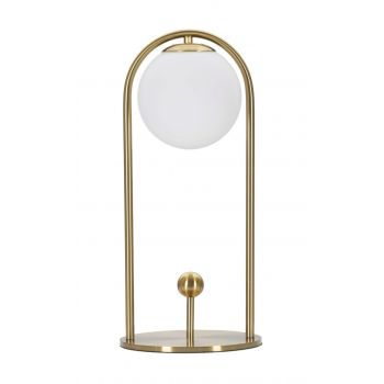 Lampa de masa Glamy Arc -A, Mauro Ferretti, Ø21 x 47 cm, 1 x E14, 40W, fier/sticla, auriu/alb