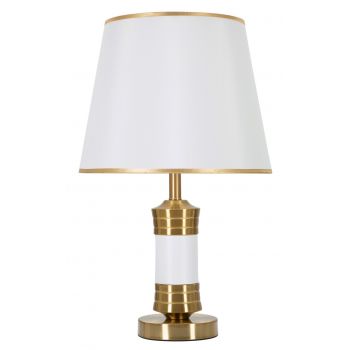 Lampa de masa Whity, Mauro Ferretti, Ø31 x 52 cm, 1 x E27, 40W, fier/textil, auriu/alb