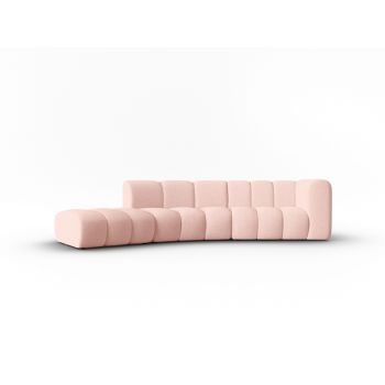 Canapea 5 locuri cotiera stanga, Lupine, Micadoni Home, BL, 335x166x70 cm, poliester chenille, roz
