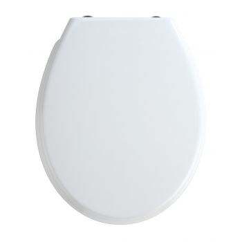 Capac de toaleta cu sistem automat de coborare, Wenko, Bilbao, 35 x 43.5 cm, duroplast, alb
