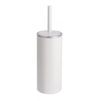 Perie pentru toaleta cu suport, Wenko, Inca, 10.5 x 34 cm, plastic, alb