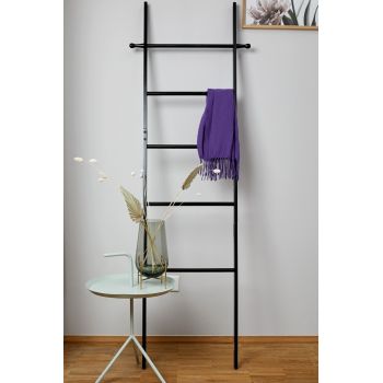 Suport pentru prosoape de baie, Wenko, Ladder Loft, 33 x 170 x 43 cm, bambus, negru