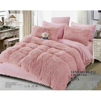 Lenjerie pat super pufoasa COCOLINO Fluffy 6 Piese, Pink