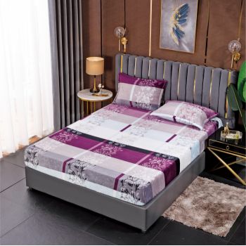 Husa de pat cu elastic cocolino + 2 Fete de Perna, Purple Royal