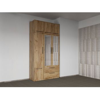 Dulap dormitor Stejar 3U cu oglinda+suprapozabil - Madrid