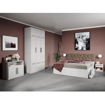 Set dormitor complet Alb cu comoda - Madrid - C38