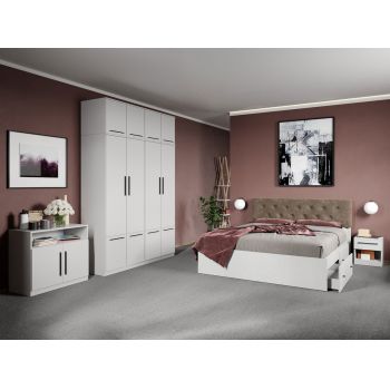 Set dormitor complet Alb cu comoda - Madrid - C46