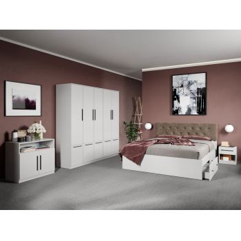 Set dormitor complet Alb cu comoda - Madrid - C50