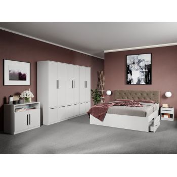 Set dormitor complet Alb cu comoda - Madrid - C58