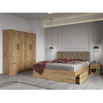 Set dormitor complet Stejar Auriu - Madrid - C09 ieftin