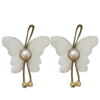 Set cordon de strangere Pufo Ellegant Butterfly pentru draperie sau perdea cu magnet, 2 buc, alb