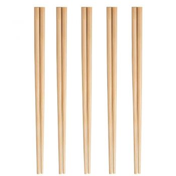 Set 5 perechi betisoare Pufo Premium din bambus pentru sushi, reutilizabile, 24 cm, maro
