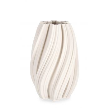 Vaza Joleen, Bizzotto, Ø20 x 31 cm, ceramica imprimata 3D, interior rezistent la apa, bej