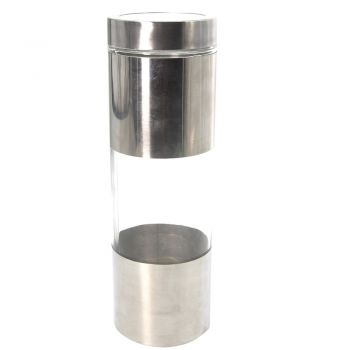 Recipient metalic Pufo Taste pentru zahar, cafea, ceai sau condimente, cu capac, 1.8L, transparent/argintiu