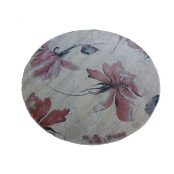 Covor modern Matrix 5546-16833, polipropilena, model floral, bej, rotund, 200 cm
