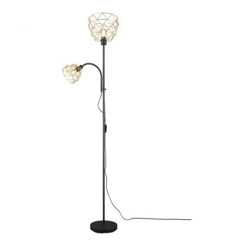 Lampadar negru/auriu cu abajur din metal (înălțime 180 cm) Haval – Trio