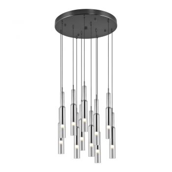 Lustră negru-argintiu LED cu abajur din sticlă ø 50 cm Lucent – Trio Select
