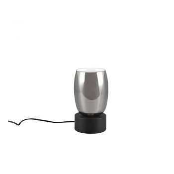 Veioză negru-argintiu cu abajur din sticlă (înălțime 24 cm) Barret – Trio Select