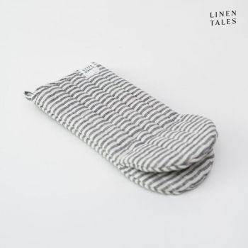 Mănușă de bucătărie din in Thin Black Stripes – Linen Tales