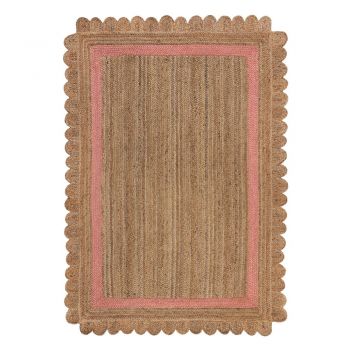 Covor roz/în culoare naturală handmade din iută 160x230 cm Grace – Flair Rugs