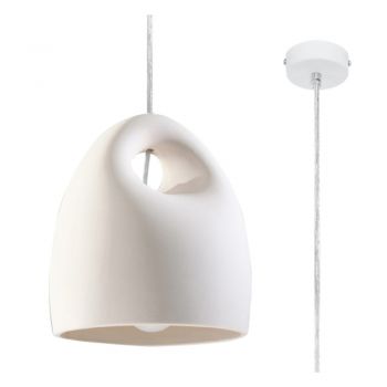 Lustră albă cu abajur din ceramică ø 25 cm Sativa – Nice Lamps