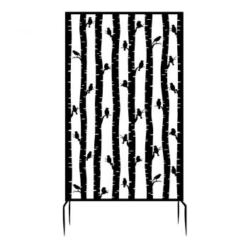 Paravan pentru balcon negru din metal 100x186 cm Birds – Esschert Design