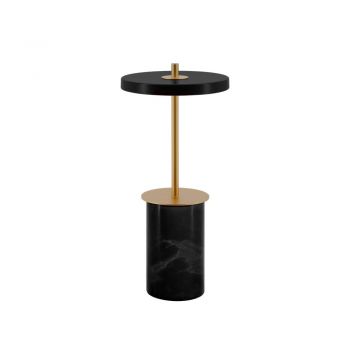 Veioză neagră LED cu intensitate reglabilă din marmură cu abajur din metal (înălțime 25,5 cm) Asteria Move Mini – UMAGE
