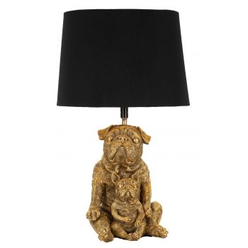 Lampa de masa Dog, Mauro Ferretti, 1x E27, 40W, 26x43.8 cm, polirasina/fier/textil, auriu/negru
