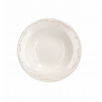 Farfurie adanca, Tognana, Shabby Siena, 23 cm Ø, ceramica, alb