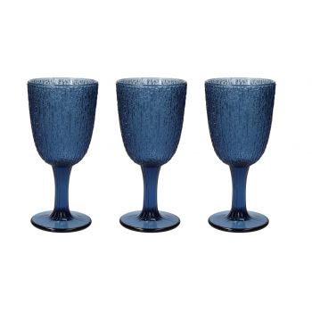 Set 3 pahare Davor, Tognana Porcellane, 250 ml, sticla, albastru
