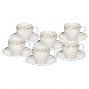 Set 6 cesti de ceai cu farfurie Iris Astrid, Tognana Porcellane, 200 ml, portelan New Bone China, multicolor