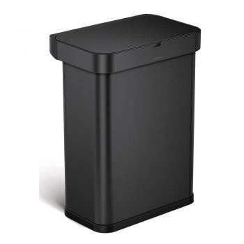Coș de gunoi negru mat cu senzori de deschidere din oțel 58 l – simplehuman