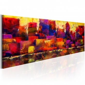 Tablou - Colourful City Skyline 135x45 cm