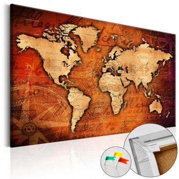 Tablou din plută - Amber World [Cork Map] 60x40 cm